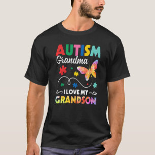 Puzzle Butterfly Autism Grandma I Love My Grandson T-Shirt