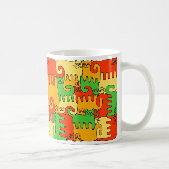 Puzzle Cats "Autumn Leaves" Coffee Mug (Right)