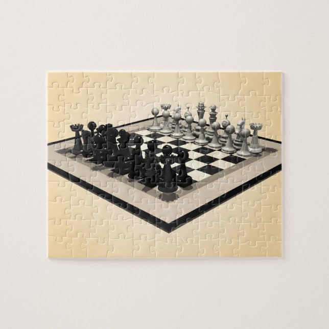 Puzzle: Chessboard and Chess Pieces Jigsaw Puzzle (Horizontal)