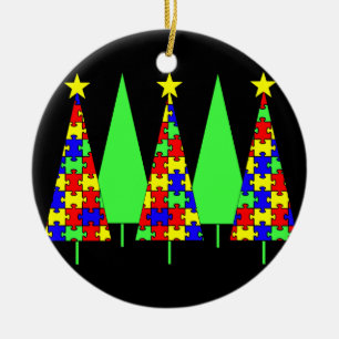 Puzzle Christmas Trees - Autism Awareness Ceramic Tree Decoration