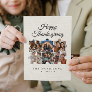 Puzzle Collage 6 Photo Canvas Happy Thanksgiving Holiday Card