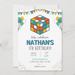 Puzzle Cube Birthday Invitation