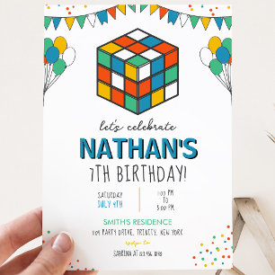 Puzzle Cube Birthday Invitation