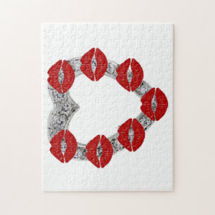 Puzzle Diamond Heart With Kisses