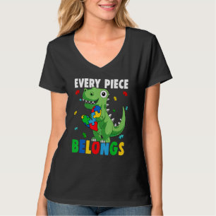 Puzzle Dinosaur Every Piece Belongs Autism Awarene T-Shirt