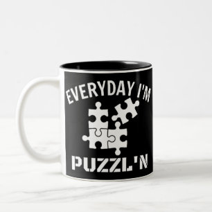 Puzzle Everyday I'm Puzzl'n Two-Tone Coffee Mug