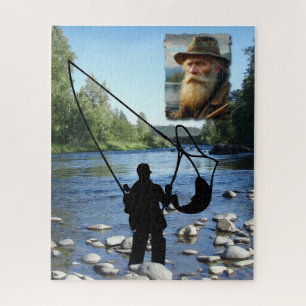 Puzzle Fisherman Silhouette in river Personalise