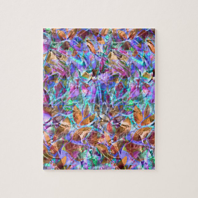 Puzzle Floral Abstract Stained Glass (Vertical)