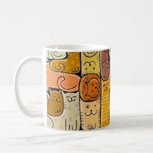 Puzzle Funny Cats House Seamless Coffee Mug