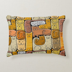 Puzzle Funny Cats House Seamless Decorative Cushion