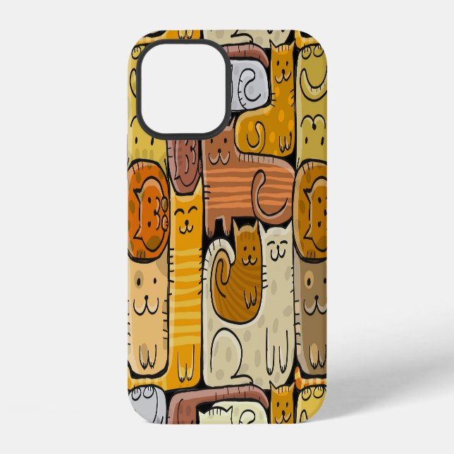 Puzzle Funny Cats House Seamless iPhone Case (Back)