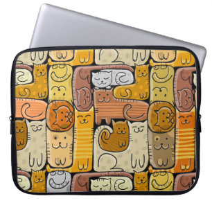Puzzle Funny Cats House Seamless Laptop Sleeve