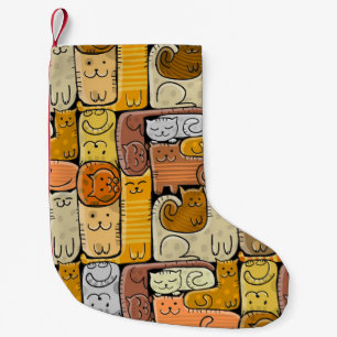 Puzzle Funny Cats House Seamless Small Christmas Stocking