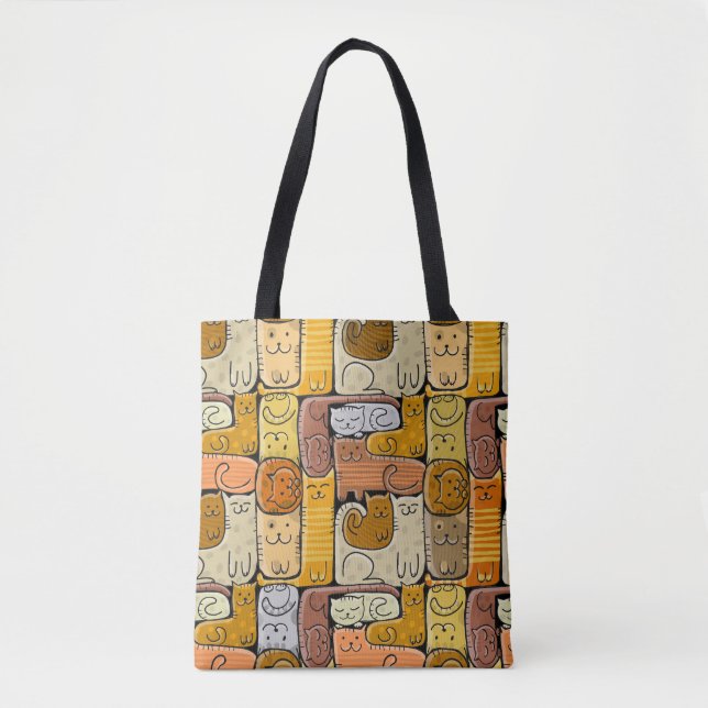 Puzzle Funny Cats House Seamless Tote Bag (Front)