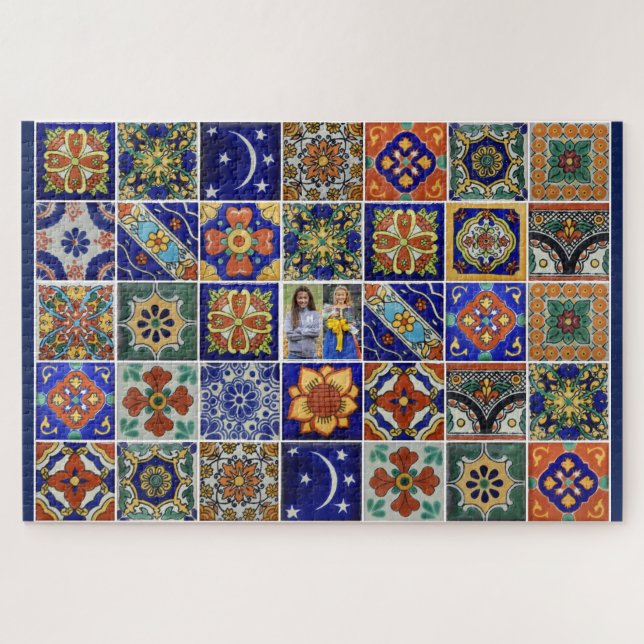 Puzzle Gift HIDDEN FAMILY PHOTO Mexican Tile (Horizontal)