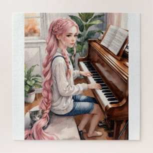 Puzzle- Girl with Piano Jigsaw Puzzle