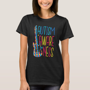 Puzzle Guitar Support Proud Family Great Autism Aw T-Shirt