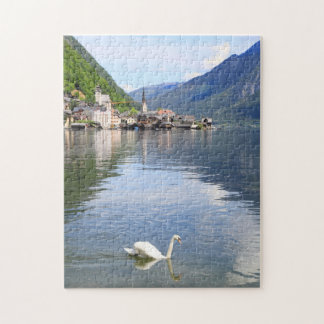 Puzzle Hallstatt town and lake of Austria