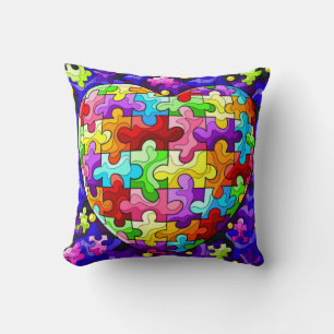 Puzzle hart cushion