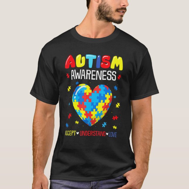 Puzzle Heart Accept Understand Love Autism Awarene T-Shirt (Front)
