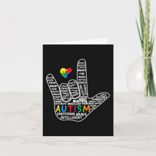 Puzzle Heart ASL Love Sign Language hand Autism Aw Card