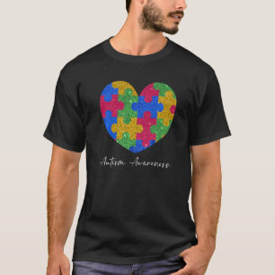 Puzzle Heart Autism Awareness Month T-Shirt