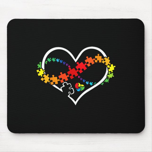 Puzzle Heart Autism Awareness Support Teacher Fami Mouse Mat (Front)