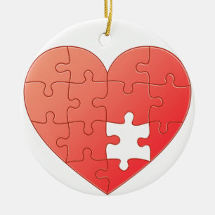 Puzzle Heart Ceramic Tree Decoration