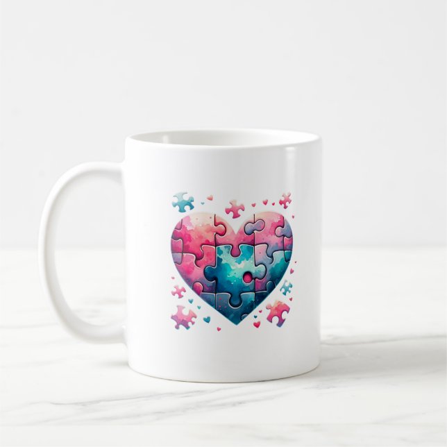 Puzzle Heart Coffee Mug (Left)