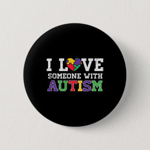 Puzzle Heart I Love Someone With Autism Awareness  6 Cm Round Badge