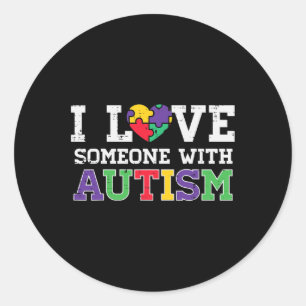 Puzzle Heart I Love Someone With Autism Awareness Classic Round Sticker