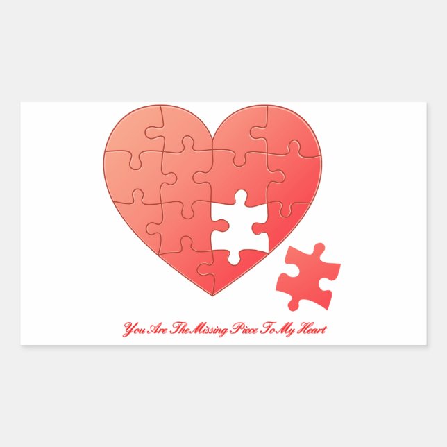 Puzzle Heart with Missing Piece Rectangular Sticker (Front)