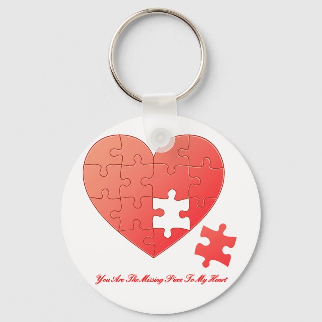 Puzzle Heart with Piece and Quote Key Ring (Front)