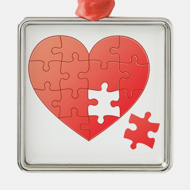 Puzzle Heart with Piece Metal Tree Decoration (Front)