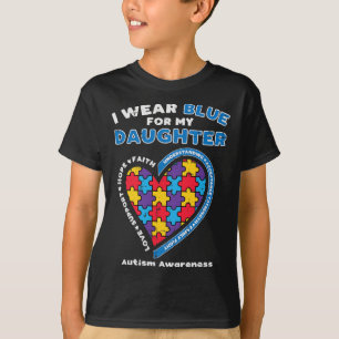 Puzzle I Wear Blue Daughter Autism Awareness Famil T-Shirt