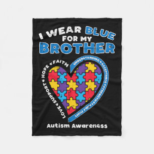 Puzzle I Wear Blue For My Brother Autism Awareness Fleece Blanket