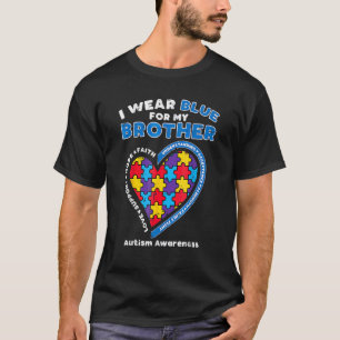 Puzzle I Wear Blue For My Brother Autism Awareness T-Shirt