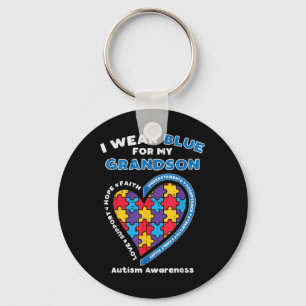 Puzzle I Wear Blue Grandson Autism Awareness Grand Key Ring