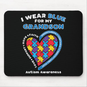 Puzzle I Wear Blue Grandson Autism Awareness Grand Mouse Mat
