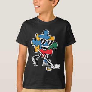 Puzzle Ice Hockey Autism Awareness Sports Boys Kid T-Shirt