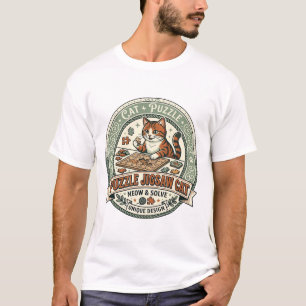Puzzle Jigsaw Cat Puzzle Jigsaw Cat Vintage Vector T-Shirt