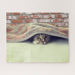 Puzzle - Kitten Hiding Under Blanket
