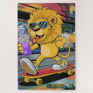 Puzzle León Mark 2, on his skateboard.