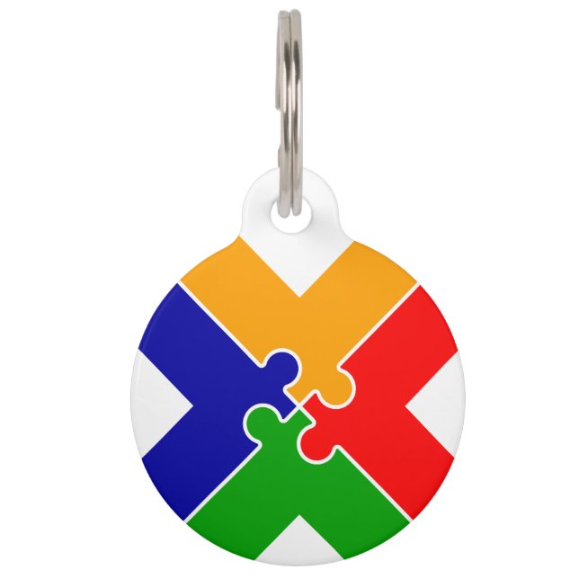 Puzzle Letter X Monogram Pet Tag (Front)