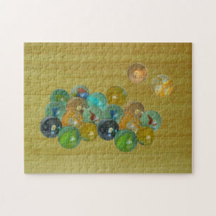 Puzzle - Marbles on Bamboo Floor