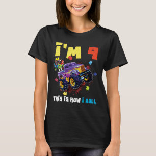 Puzzle Monster Truck Age 9 Born Autism Awareness T-Shirt