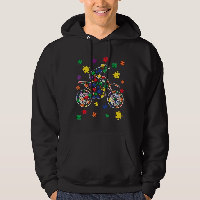 Puzzle Motocross Autism Sport Autism Awareness Kid Hoodie (Front)