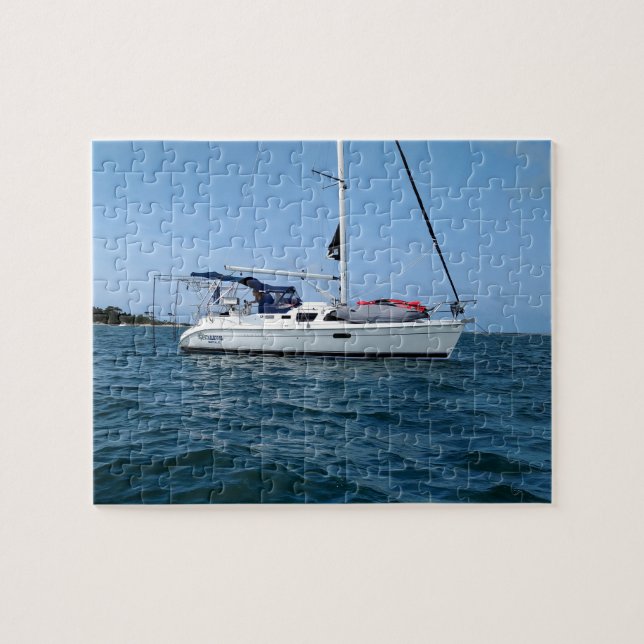 Puzzle of a Starjewel the sailboat at anchor. (Horizontal)
