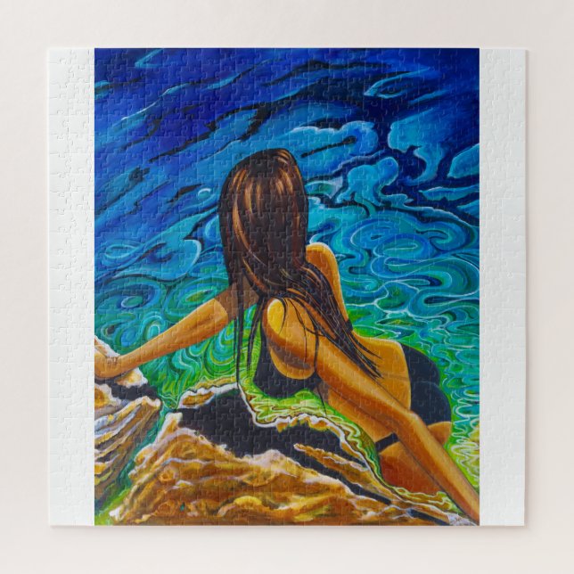 Puzzle of woman in black bikini  (Vertical)