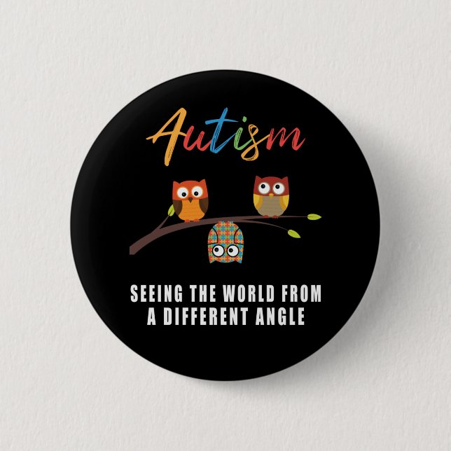 Puzzle Owl Autism Awareness Autistic Kid 6 Cm Round Badge (Front)